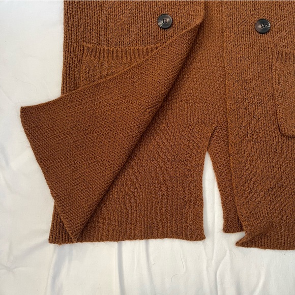 Long brown button-down sweater coat - size L - Picture 5 of 6